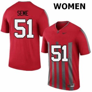 Women's Ohio State Buckeyes #51 Nick Seme Throwback Nike NCAA College Football Jersey Comfortable KTK4244EI